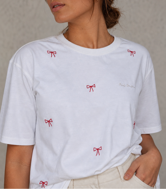 Cherry Bow Embroidered Tee