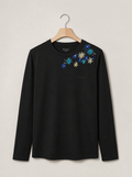 Blue Daisy Embroidery Shirt