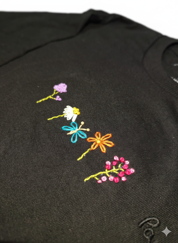 Minimalistic Floral Embroidery Tee